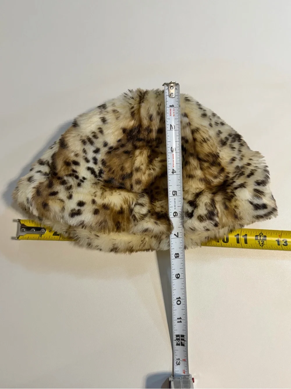 Leopard cheetah fur hat cloche skull cap satin lined glamorous city chic retro